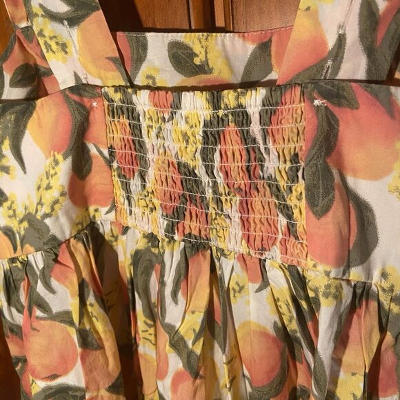 J. Crew Square-neck Midi Dress 100% Cotton Poplin Sundress Peach Pattern Size 6P - Picture 12 of 15